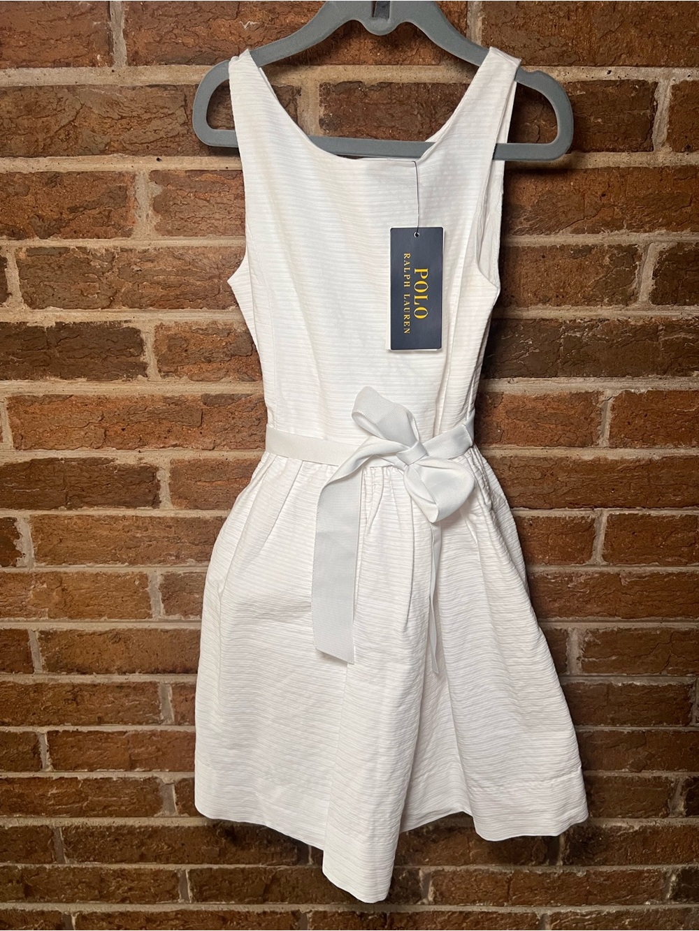 Polo by Ralph Lauren Girls Size 6 x White Sleeveless Tie-Waist Dress NWT